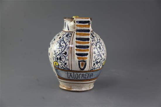 A Deruta maiolica wet drug Laboeretia, 16th century or later, height 23cm
